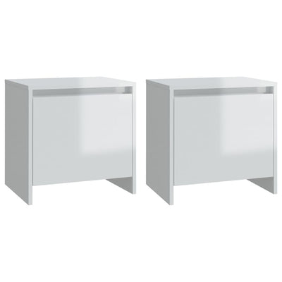 Bedside Cabinets 2 pcs High Gloss White 45x34x44.5 cm Engineered Wood