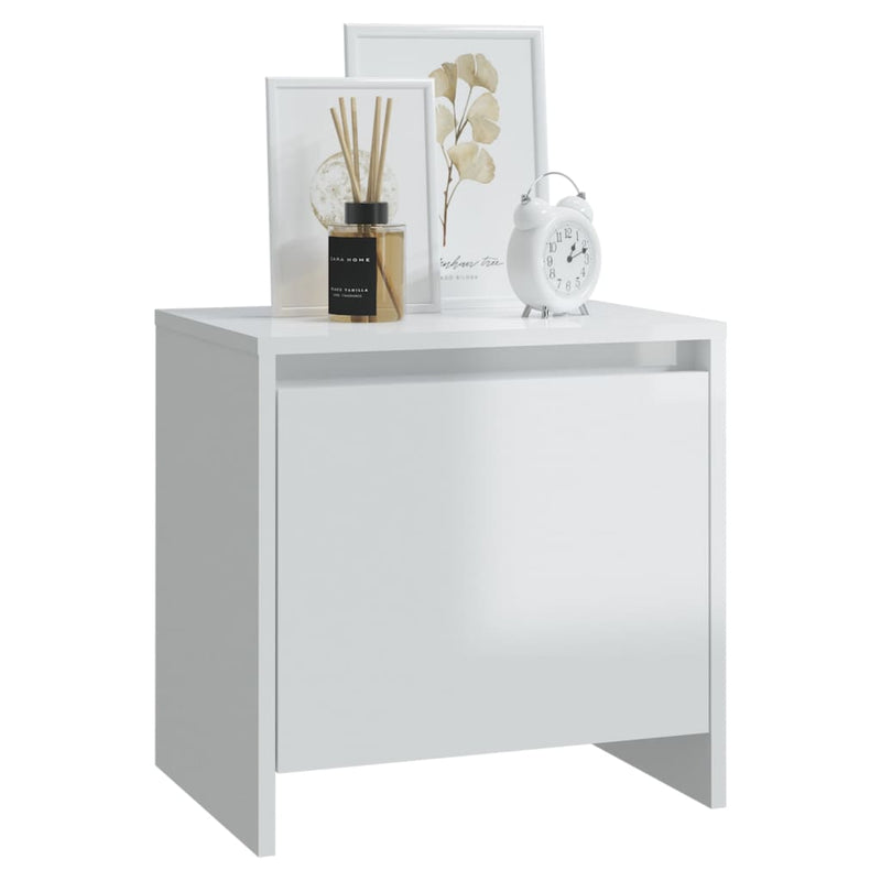 Bedside Cabinets 2 pcs High Gloss White 45x34x44.5 cm Engineered Wood