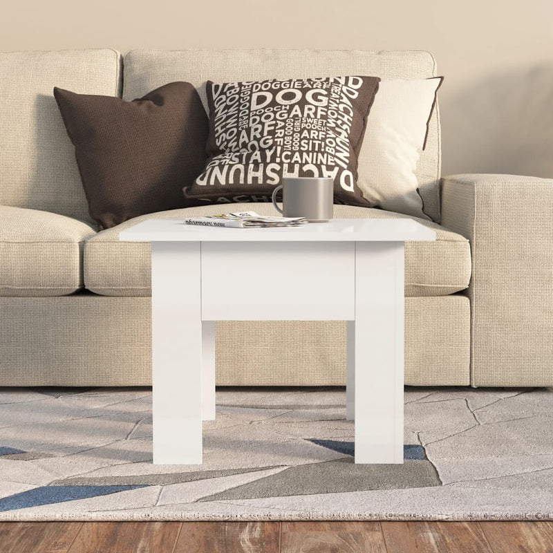 Coffee Table High Gloss White 55x55x42 cm Engineered Wood