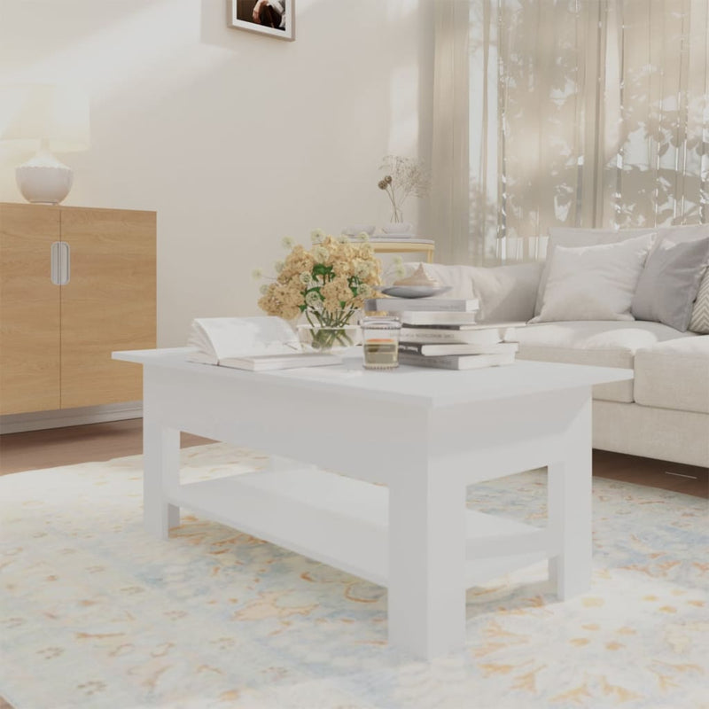 Coffee Table White 102x55x42 cm Engineered Wood