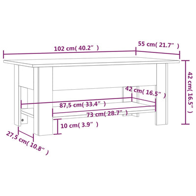 Coffee Table White 102x55x42 cm Engineered Wood