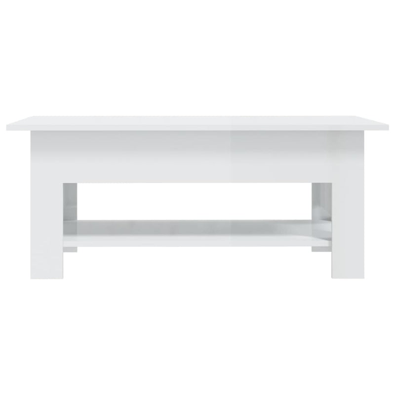 Coffee Table High Gloss White 102x55x42 cm Engineered Wood