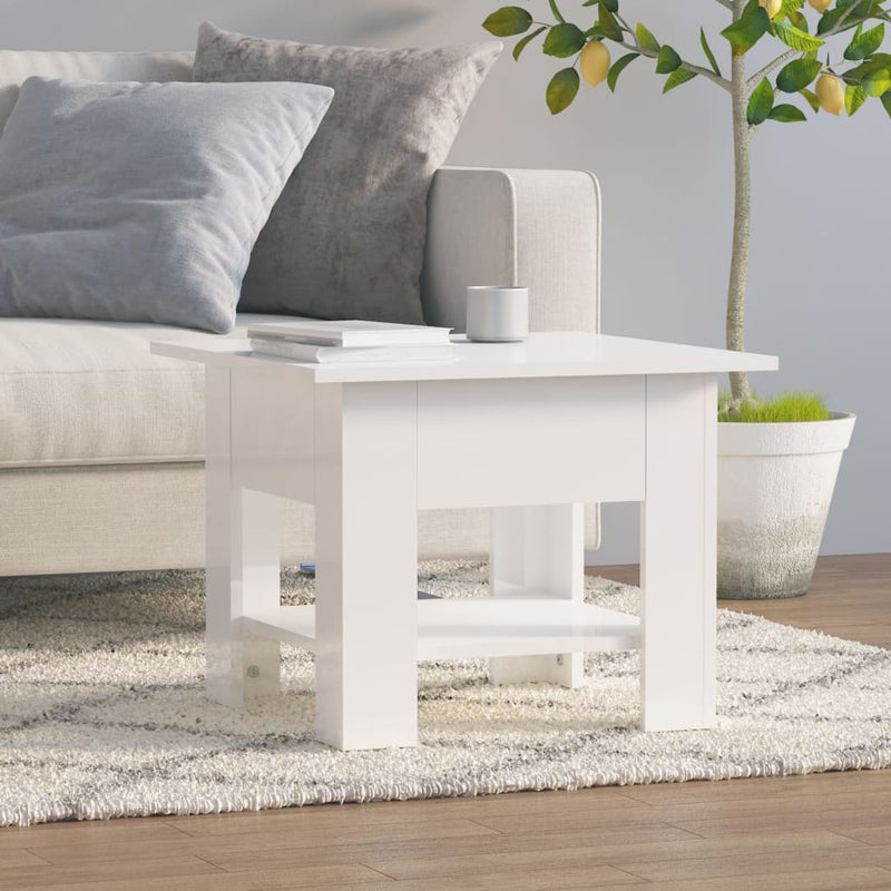 Coffee Table High Gloss White 55x55x42 cm Engineered Wood