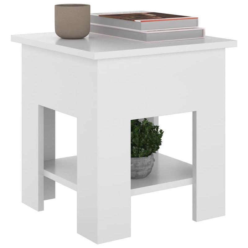 Coffee Table High Gloss White 40x40x42 cm Engineered Wood