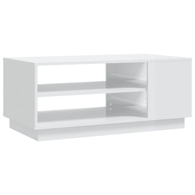 Coffee Table High Gloss White 102x55x43 cm Engineered Wood