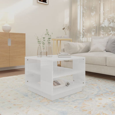 Coffee Table High Gloss White 55x55x43 cm Engineered Wood