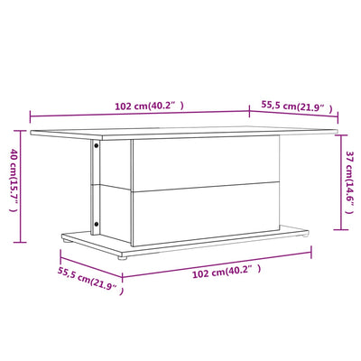 Coffee Table White 102x55.5x40 cm Engineered Wood