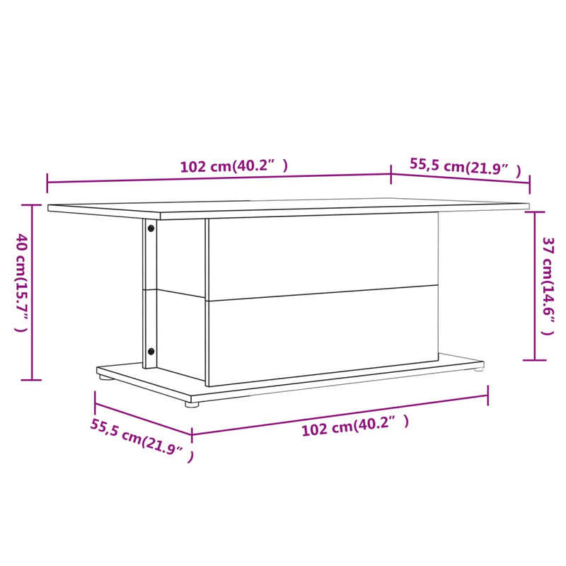 Coffee Table Sonoma Oak 102x55.5x40 cm Engineered Wood