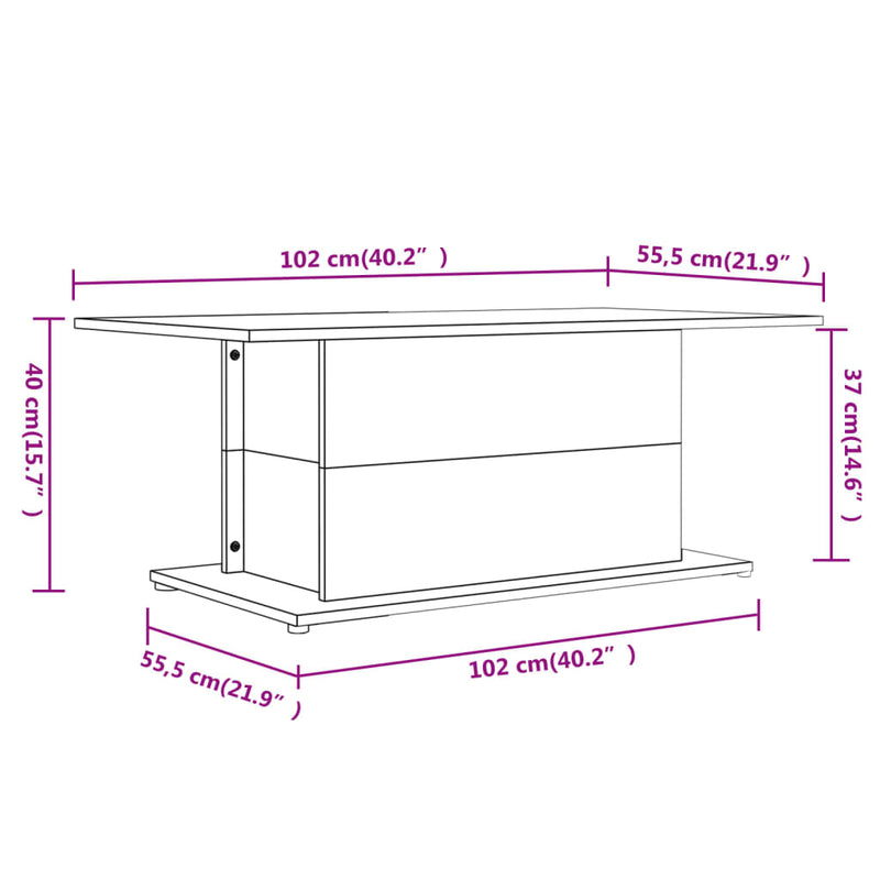 Coffee Table Concrete Grey 102x55.5x40 cm Engineered Wood