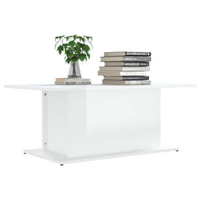 Coffee Table High Gloss White 102x55.5x40 cm Engineered Wood