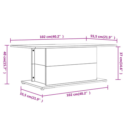 Coffee Table High Gloss White 102x55.5x40 cm Engineered Wood