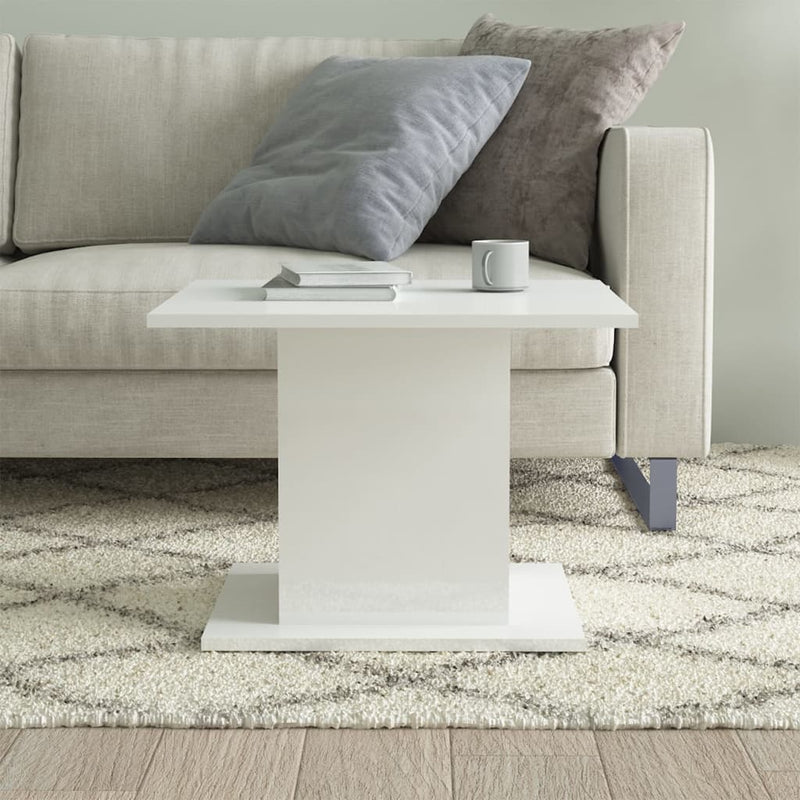 Coffee Table High Gloss White 55.5x55.5x40 cm Engineered Wood