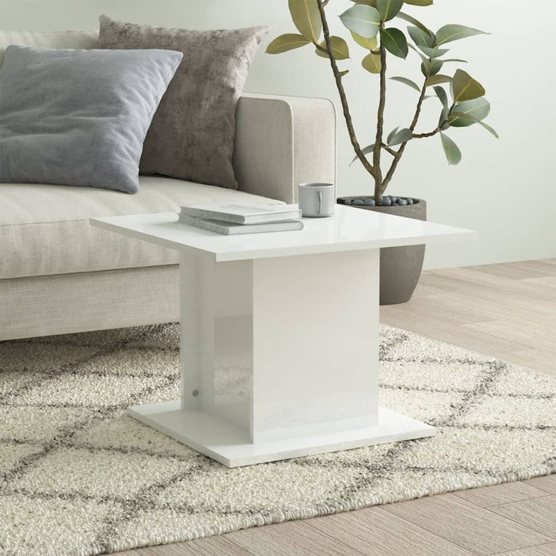 Coffee Table High Gloss White 55.5x55.5x40 cm Engineered Wood