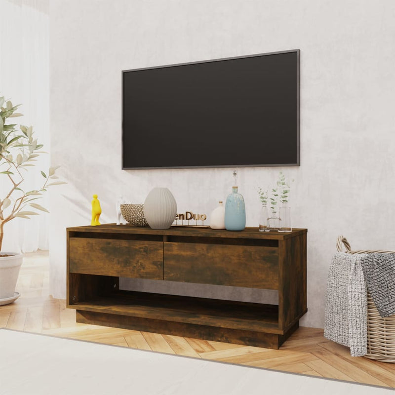 TV Cabinet Smoked Oak 102x41x44 cm Engineered Wood