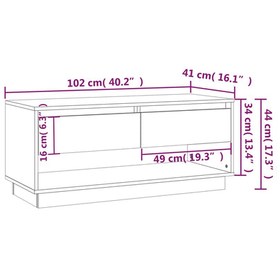 TV Cabinet Smoked Oak 102x41x44 cm Engineered Wood