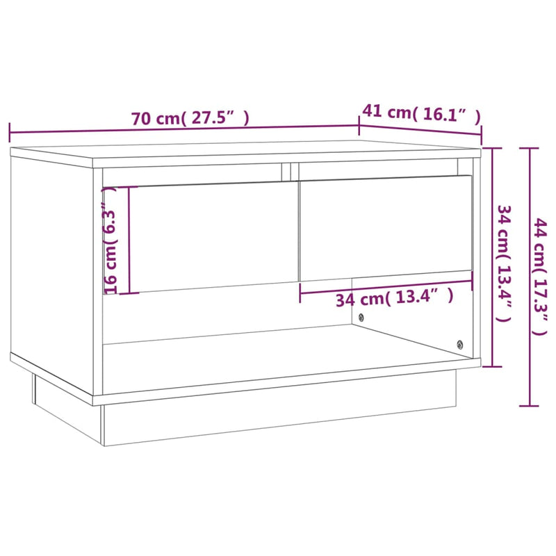 TV Cabinet Smoked Oak 70x41x44 cm Engineered Wood