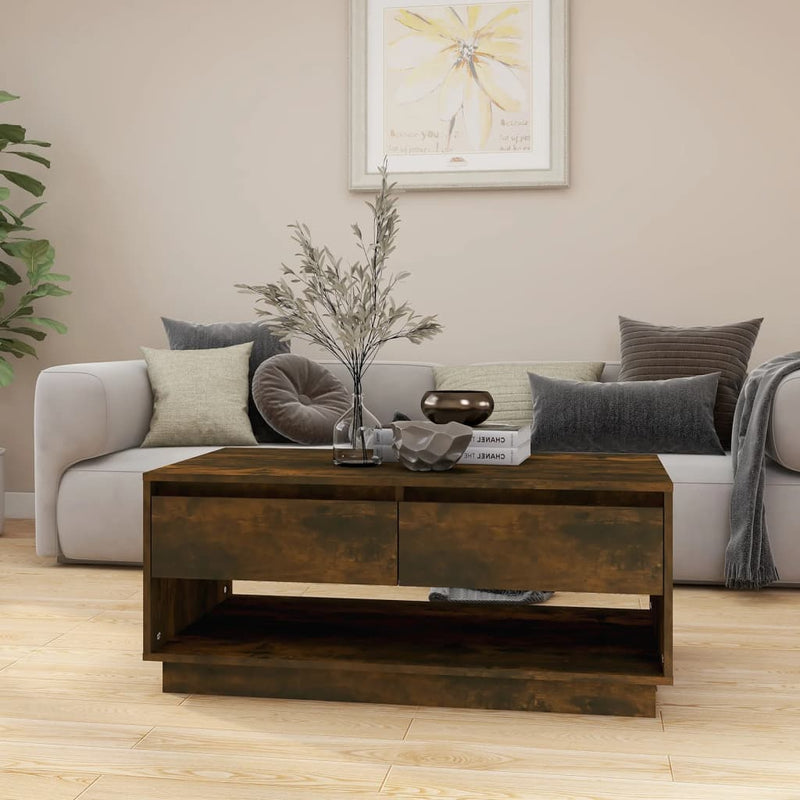 Coffee Table Smoked Oak 102.5x55x44 cm Engineered Wood