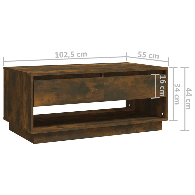 Coffee Table Smoked Oak 102.5x55x44 cm Engineered Wood