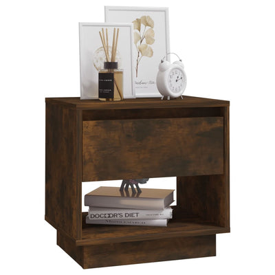 Bedside Cabinet Smoked Oak 45x34x44 cm Engineered Wood