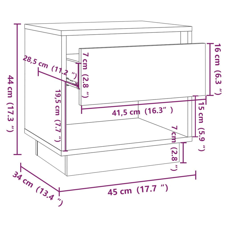 Bedside Cabinets 2 pcs Grey Sonoma 45x34x44 cm Engineered Wood