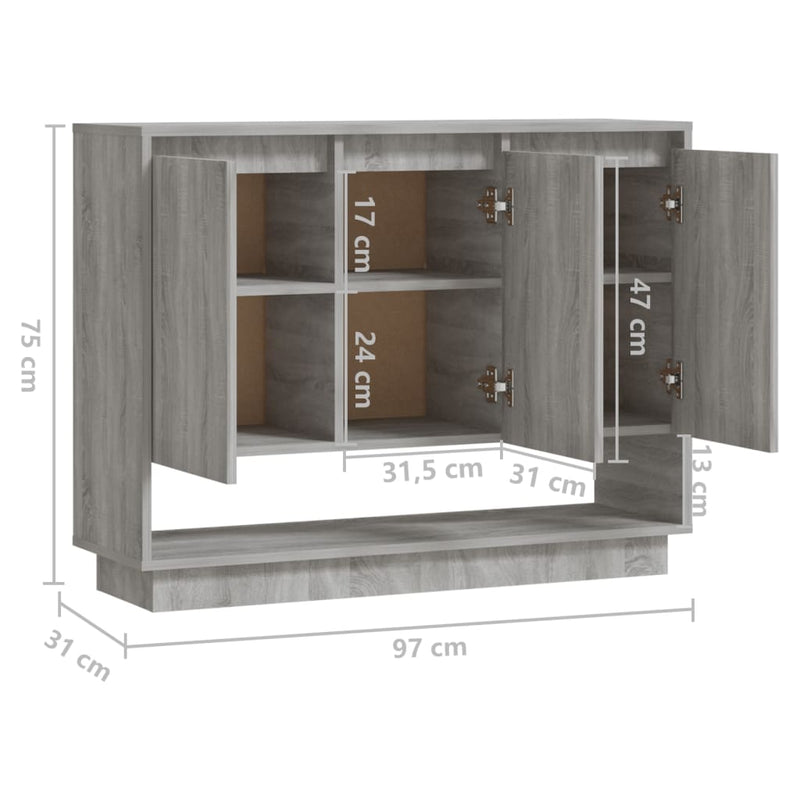 Sideboard Grey Sonoma 97x31x75 cm Engineered Wood