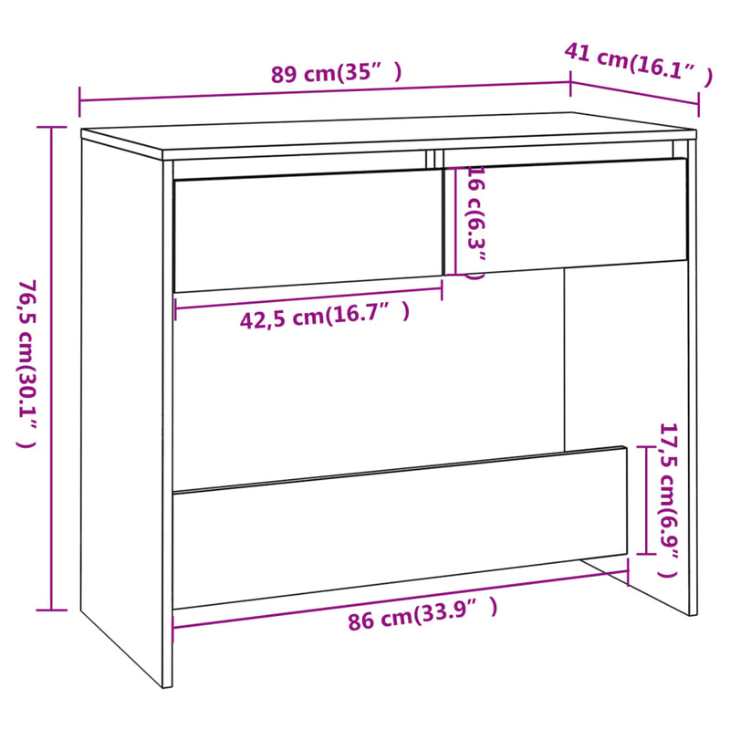 Console Table Grey Sonoma 89x41x76.5 cm Engineered Wood