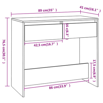 Console Table Brown Oak 89x41x76.5 cm Engineered Wood