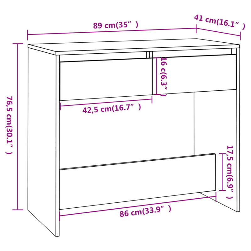 Console Table Brown Oak 89x41x76.5 cm Engineered Wood