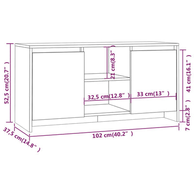 TV Cabinet Grey Sonoma 102x37.5x52.5 cm Engineered Wood