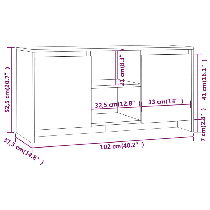 TV Cabinet Grey Sonoma 102x37.5x52.5 cm Engineered Wood