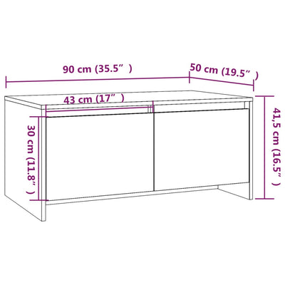 Coffee Table Brown Oak 90x50x41.5 cm Engineered Wood