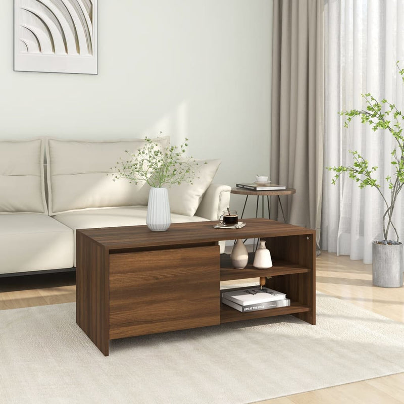 Coffee Table Brown Oak 102x50x45 cm Engineered Wood