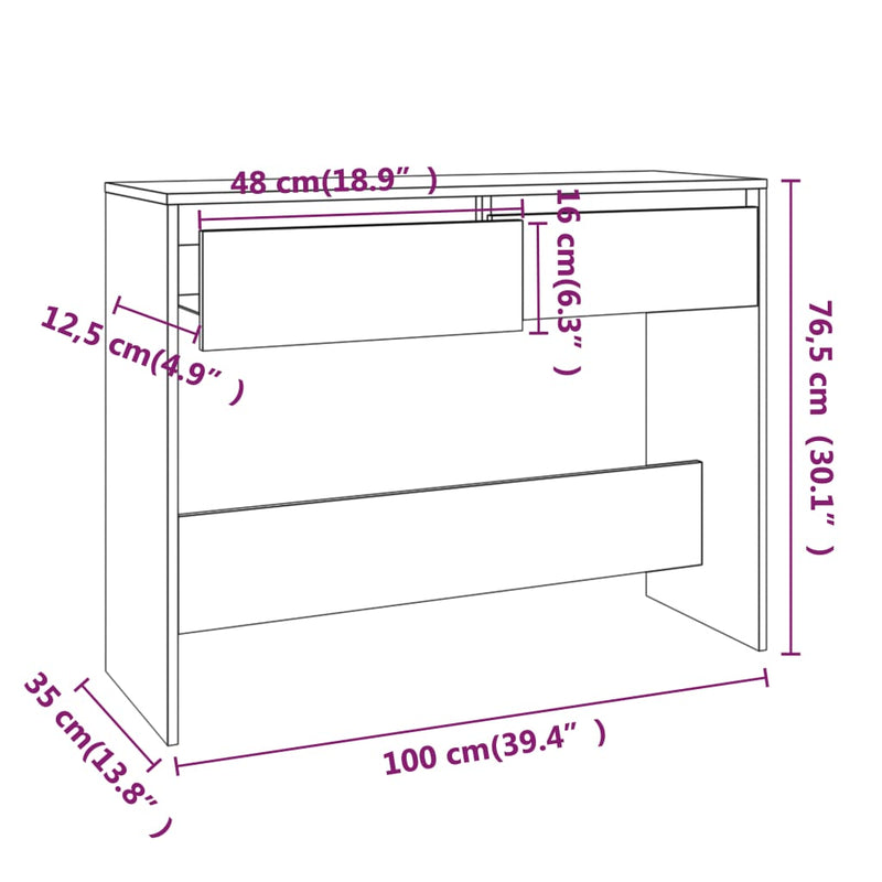 Console Table Brown Oak 100x35x76.5 cm Engineered Wood