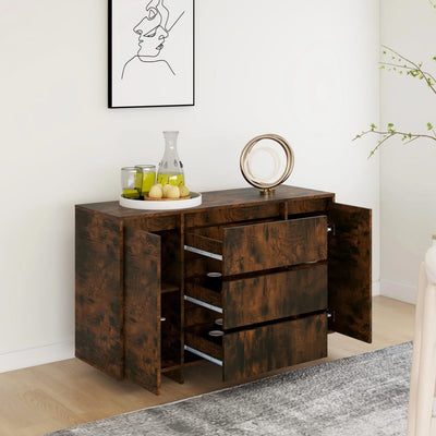 Sideboard with 3 Drawers Smoked Oak 120x41x75 cm Engineered Wood