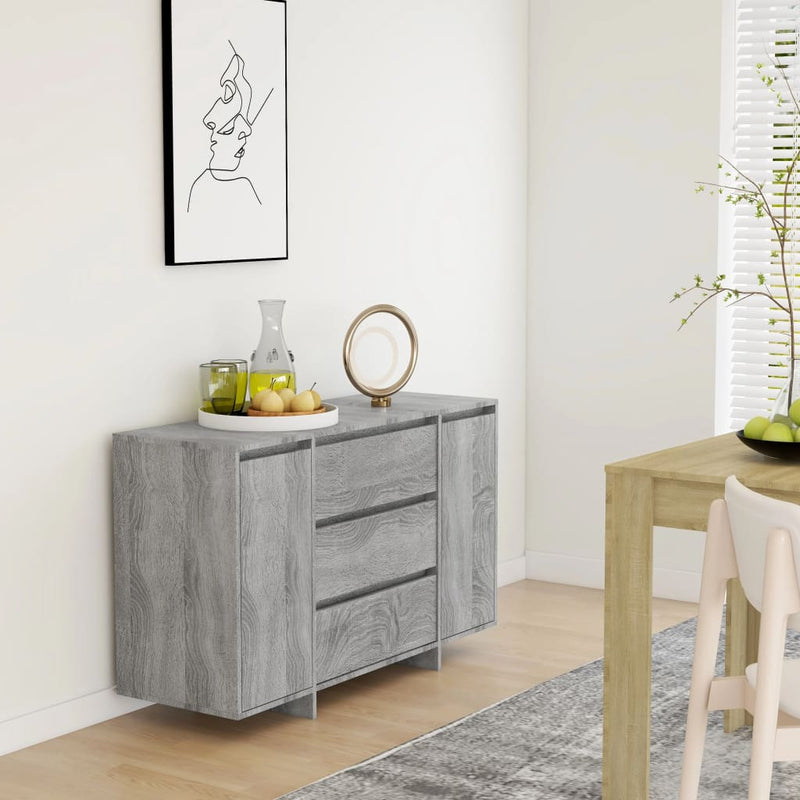 Sideboard with 3 Drawers Grey Sonoma 120x41x75 cm Engineered Wood