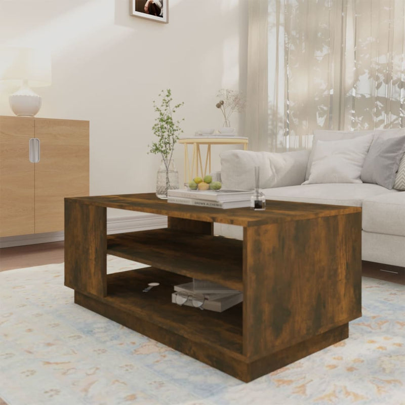 Coffee Table Smoked Oak 102x55x43 cm Engineered Wood