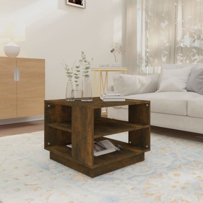 Coffee Table Smoked Oak 55x55x43 cm Engineered Wood