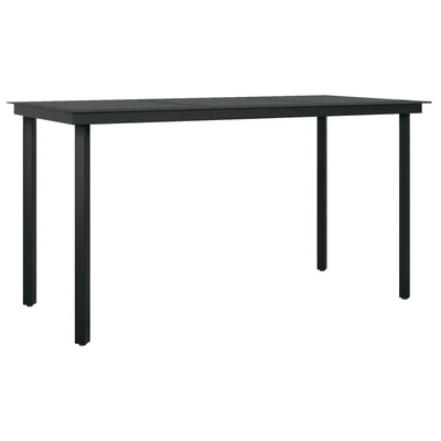 Garden Dining Table Black 140x70x74 cm Steel and Glass