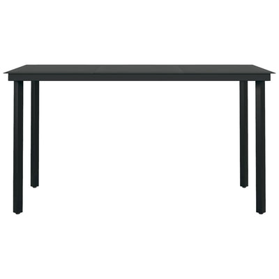 Garden Dining Table Black 140x70x74 cm Steel and Glass