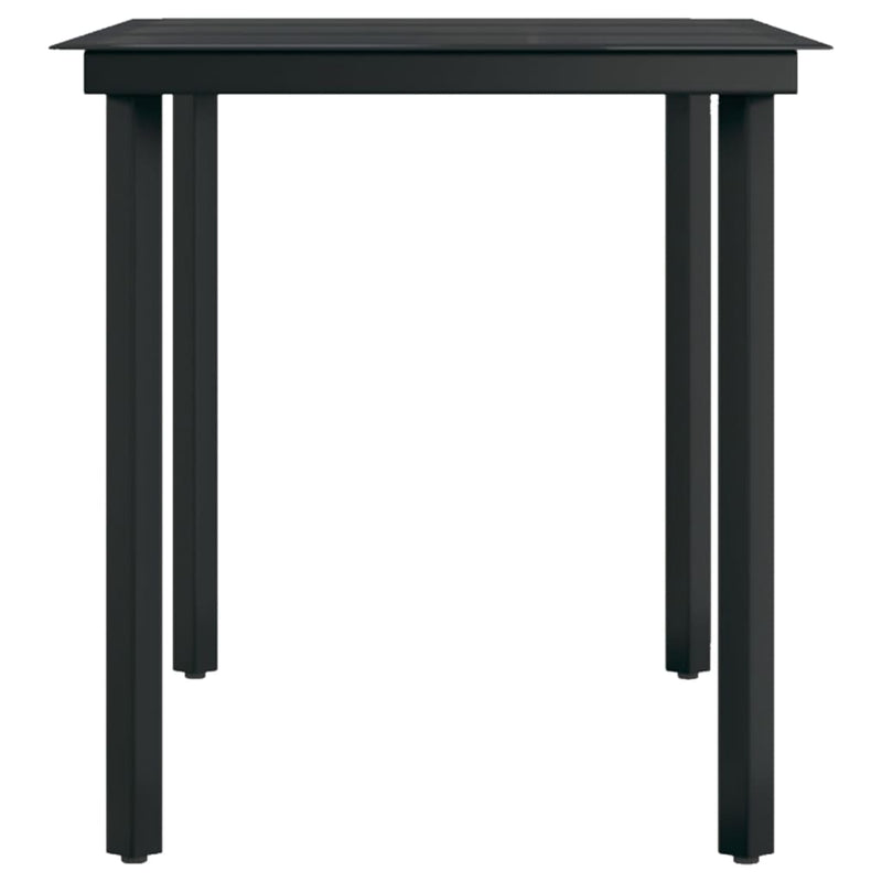 Garden Dining Table Black 140x70x74 cm Steel and Glass