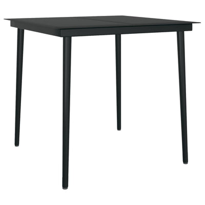 Garden Dining Table Black 80x80x74 cm Steel and Glass