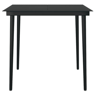 Garden Dining Table Black 80x80x74 cm Steel and Glass