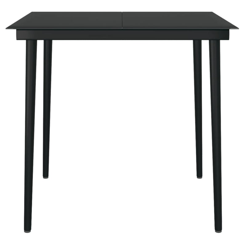 Garden Dining Table Black 80x80x74 cm Steel and Glass