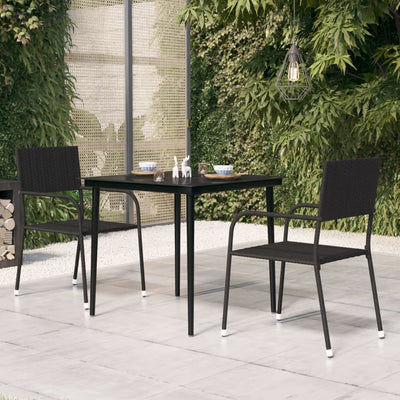 Garden Dining Table Black 80x80x74 cm Steel and Glass