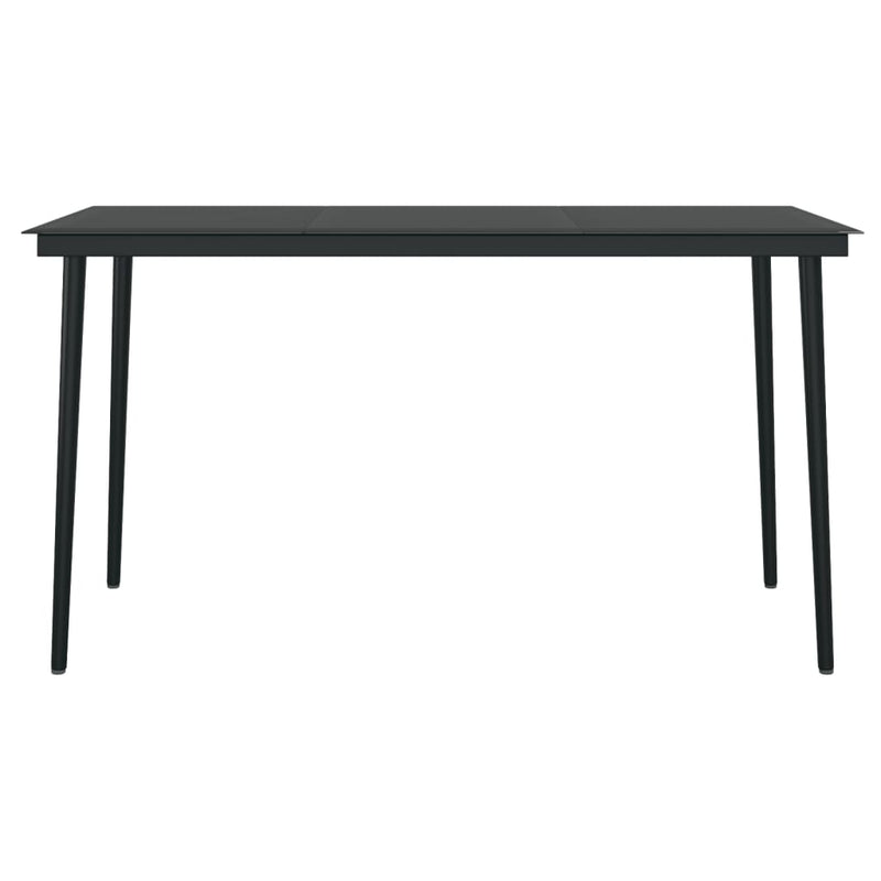 Garden Dining Table Black 140x70x74 cm Steel and Glass