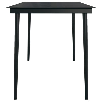 Garden Dining Table Black 140x70x74 cm Steel and Glass