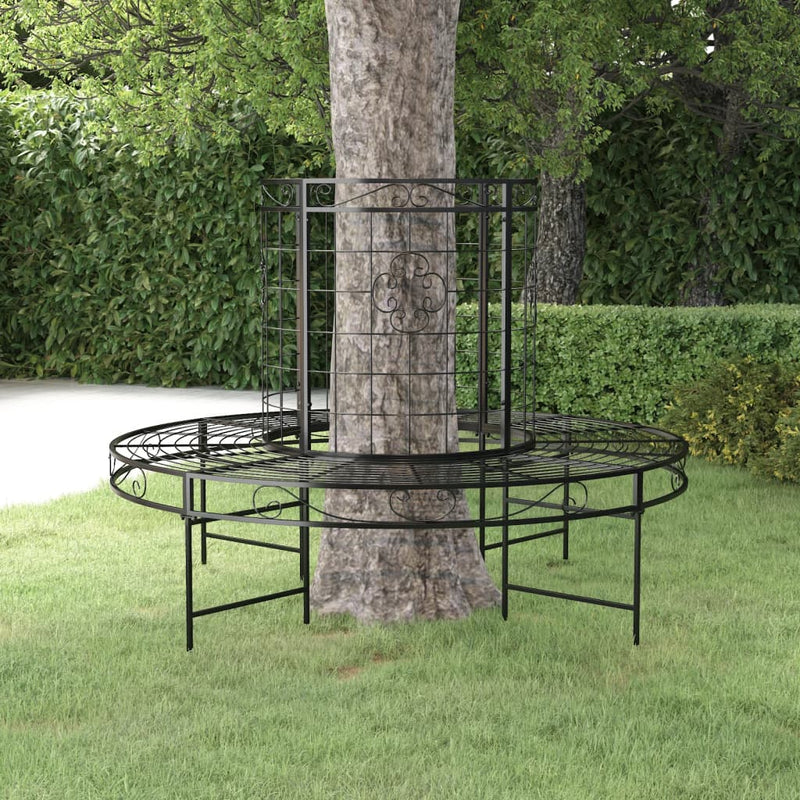 Round Tree Bench Ø137 cm Black Steel