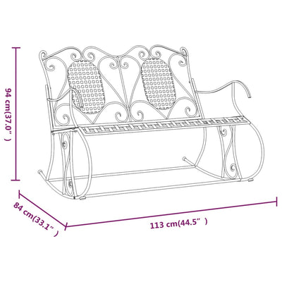 2-Seater Rocking Bench 113 cm Black Steel