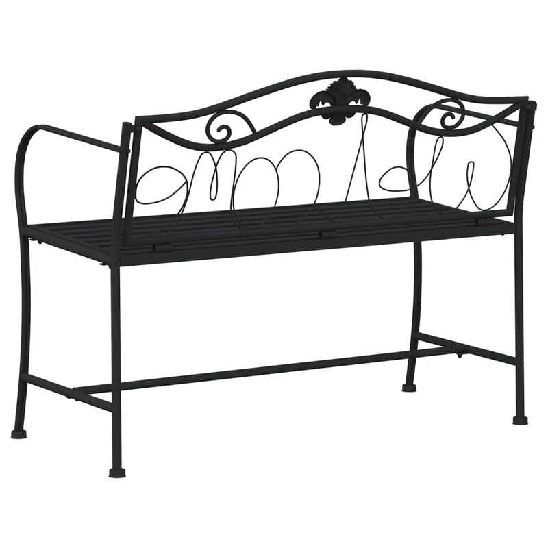 2-Seater Garden Bench 104 cm Black Steel