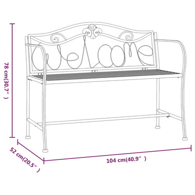 2-Seater Garden Bench 104 cm Black Steel